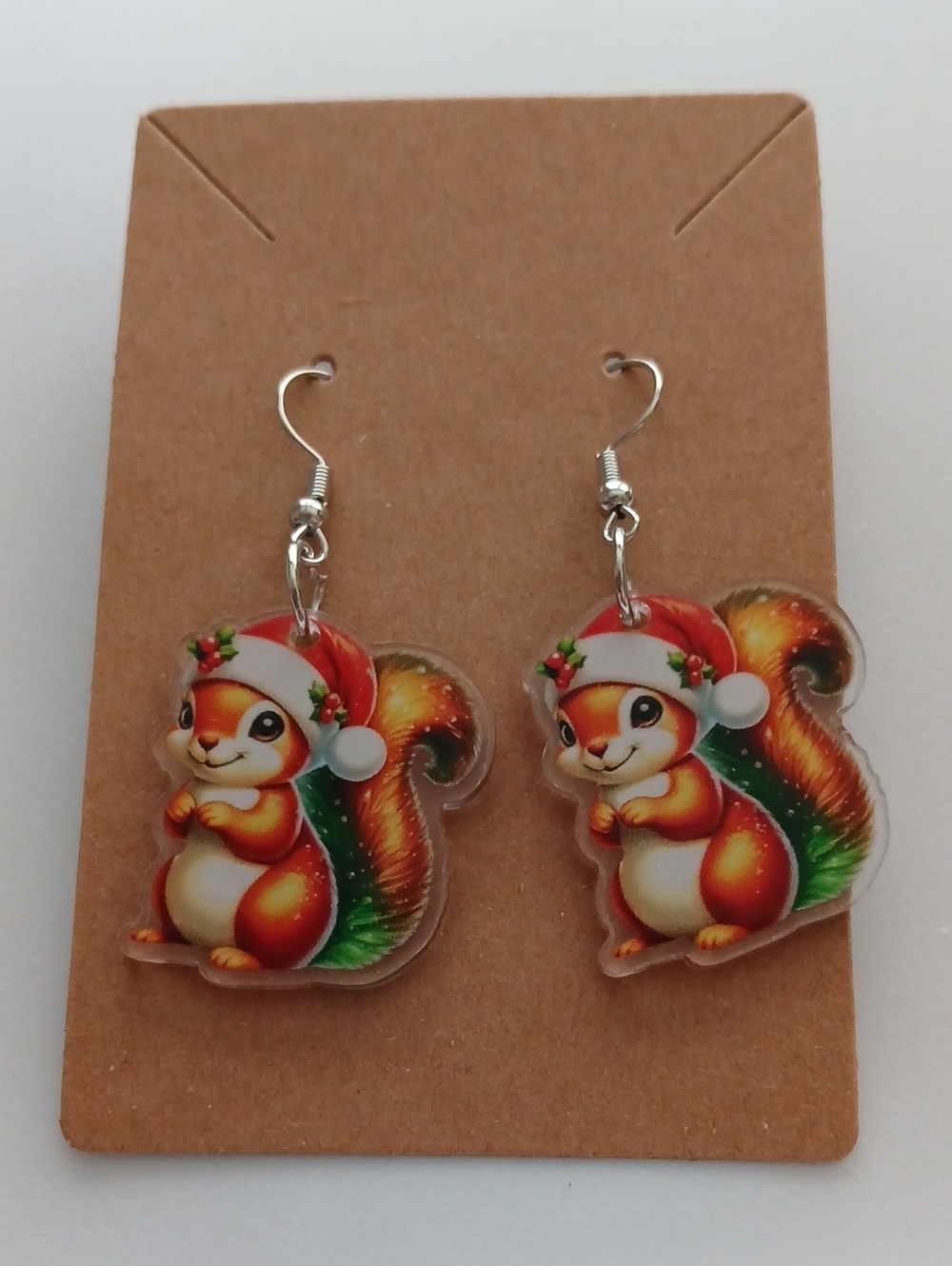 Fashion Jewelry Orange and Green Squirrel Acrylic Dangle Earrings
